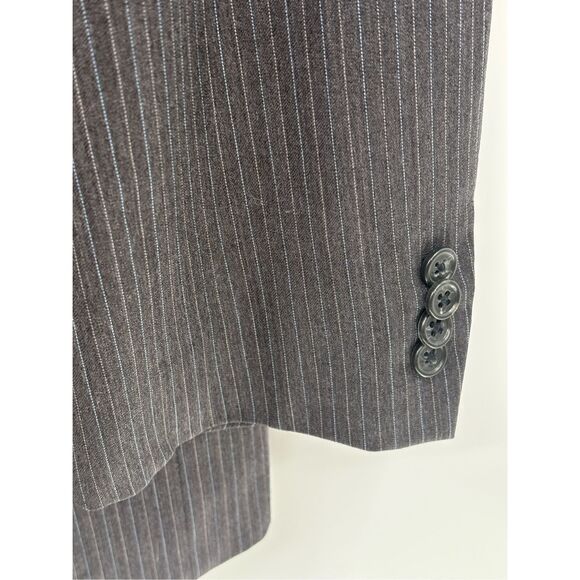 Michael Kors Blazer Sport Coat Men Size 46 R Gray Striped Double Vented - Picture 3 of 10